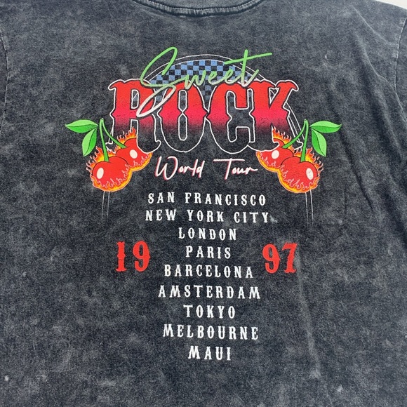 1997 Sweet Rock World Tour Graphic Crop Tshirt Size XL Distressed Black Band Tee - Picture 5 of 9